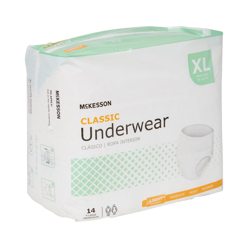 McKesson Classic Unisex Adult Absorbent Underwear Pull On with Tear Away Seams X-Large Disposable Light Absorbency (884178_BG) 1/BG