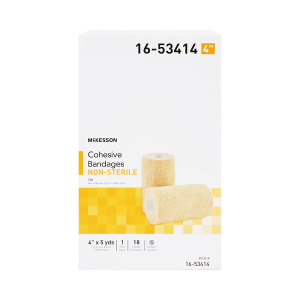 McKesson Cohesive Bandage 4 Inch X 5 Yard Self-Adherent Closure Tan NonSterile Standard Compression (520549_CS) 18/CS