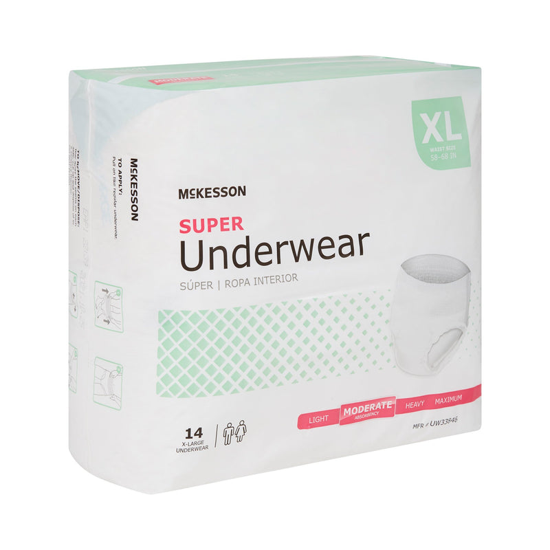 McKesson Unisex Adult Absorbent Underwear Pull On with Tear Away Seams X-Large Disposable Moderate Absorbency (1123834_BG) 14/BG