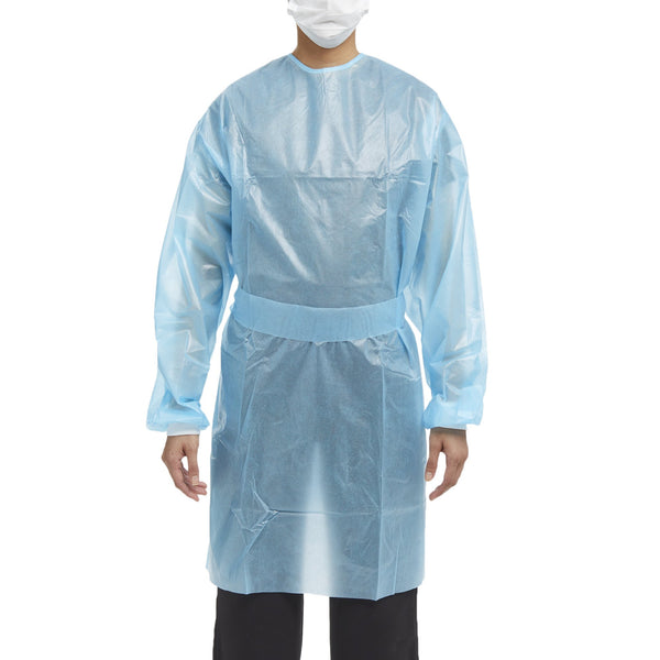 McKesson Chemotherapy Procedure Gown Medium Blue NonSterile AAMI Level 2 / ASTM D6978 Disposable (1177927_CS) 30/CS