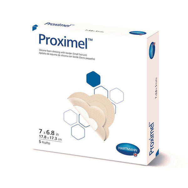 Proximel® Foam Dressing 6-4/5 X 7 Inch With Border Waterproof Film Backing Silicone Adhesive Sacral Sterile (1242035_CS) 50/CS