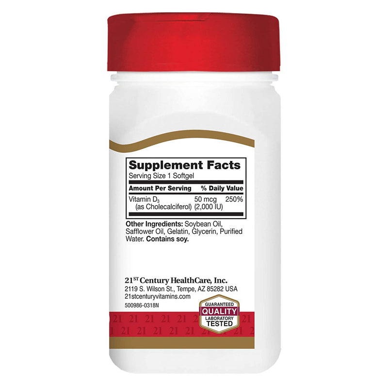 21st Century® Vitamin Supplement Vitamin D 2,000 IU Strength Tablet 110 per Bottle (852701_BT) 1/BT