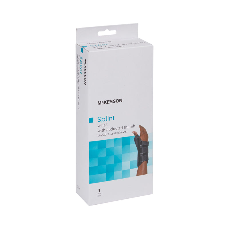 McKesson Wrist Brace with Abducted Thumb Aluminum / Foam / Spandex / Plastic Left Hand Black Small (1159139_EA) 1/EA