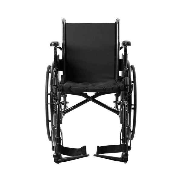McKesson Lightweight Wheelchair Dual Axle Desk Length Arm Swing-Away Footrest Black Upholstery 16 Inch Seat Width Adult 300 lbs. Weight Capacity (1065282_EA) 1/EA