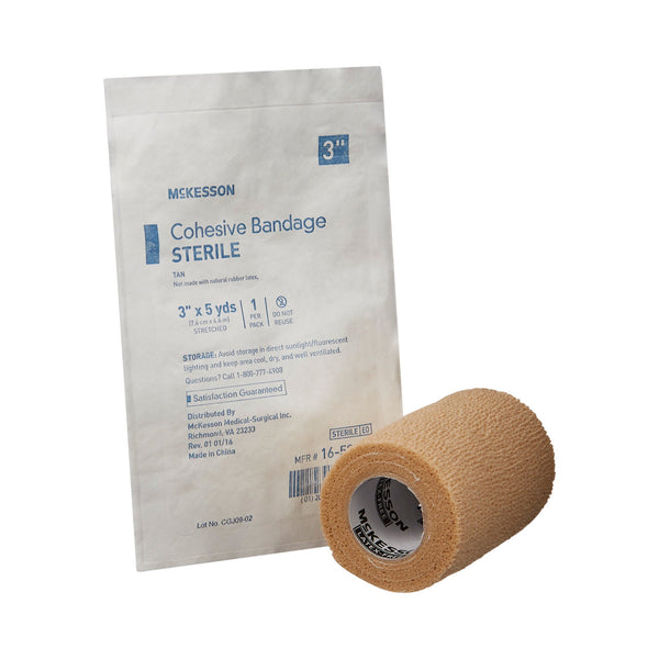 McKesson Cohesive Bandage 3 Inch X 5 Yard Self-Adherent Closure Tan Sterile Standard Compression (520555_EA) 1/EA