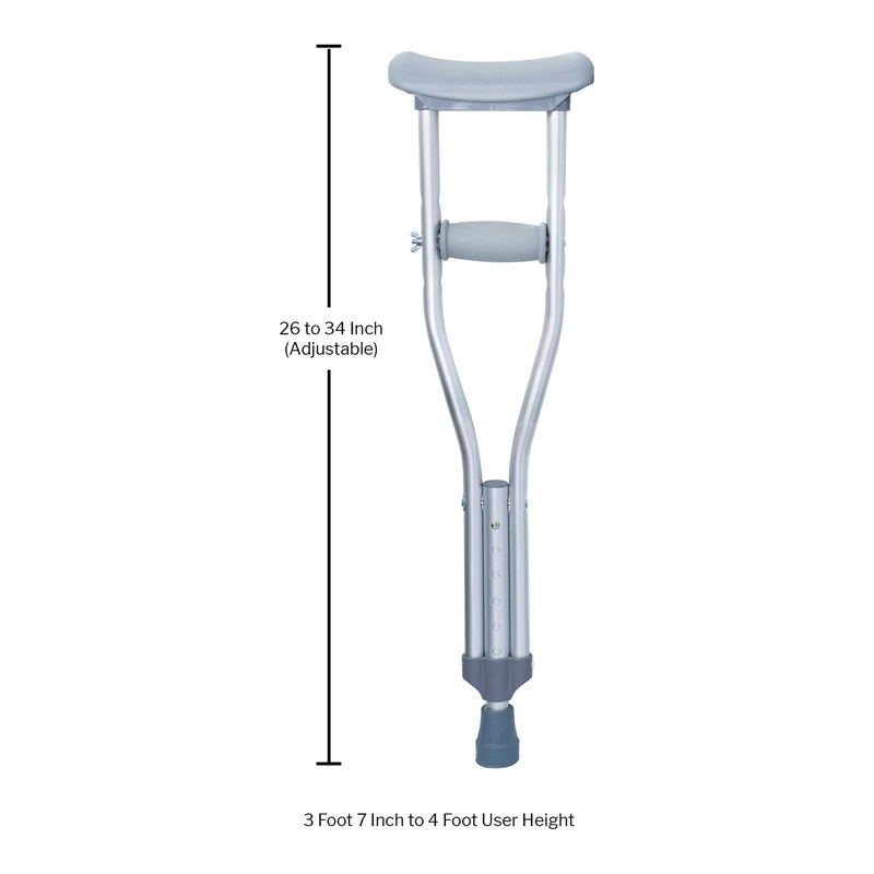 McKesson Underarm Crutches Pediatric 3 Foot 7 Inch to 4 Foot User Height Aluminum Frame 175 lbs. Weight Capacity (1093022_PR) 1/PR