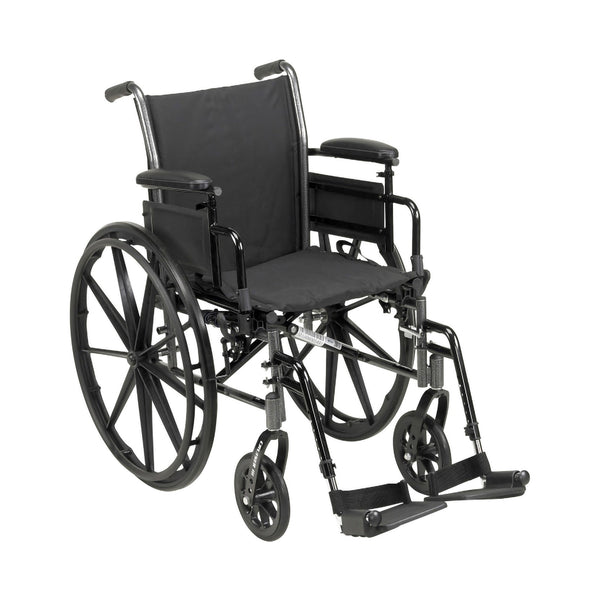 McKesson Lightweight Wheelchair Dual Axle Desk Length Arm Elevating Legrest Black Upholstery 20 Inch Seat Width Adult 300 lbs. Weight Capacity (1128897_EA) 1/EA