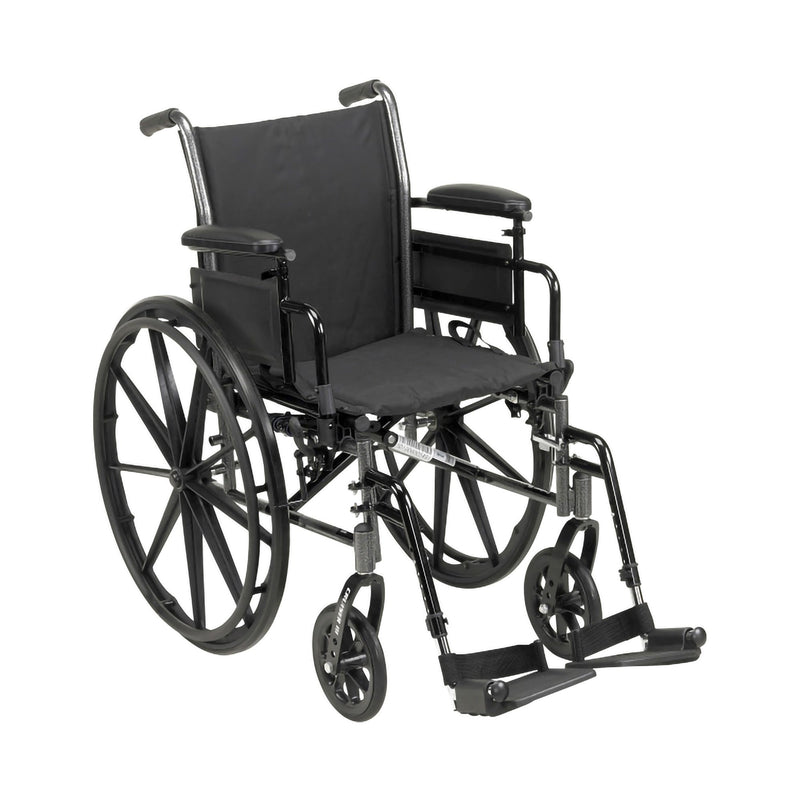 McKesson Lightweight Wheelchair Dual Axle Desk Length Arm Elevating Legrest Black Upholstery 20 Inch Seat Width Adult 300 lbs. Weight Capacity (1128897_EA) 1/EA