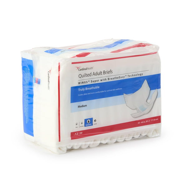 Wings™ Super Quilted Unisex Adult Incontinence Brief Medium Disposable Heavy Absorbency (960583_BG) 12/BG
