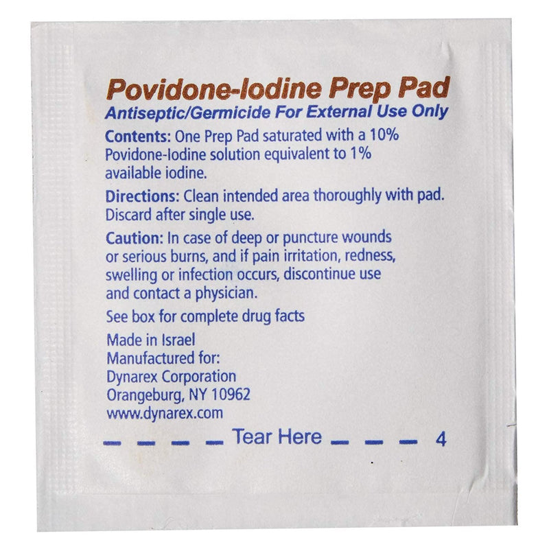 Dynarex® PVP Prep Pad 10% Strength Povidone-Iodine Individual Packet Medium NonSterile (632679_EA) 1/EA