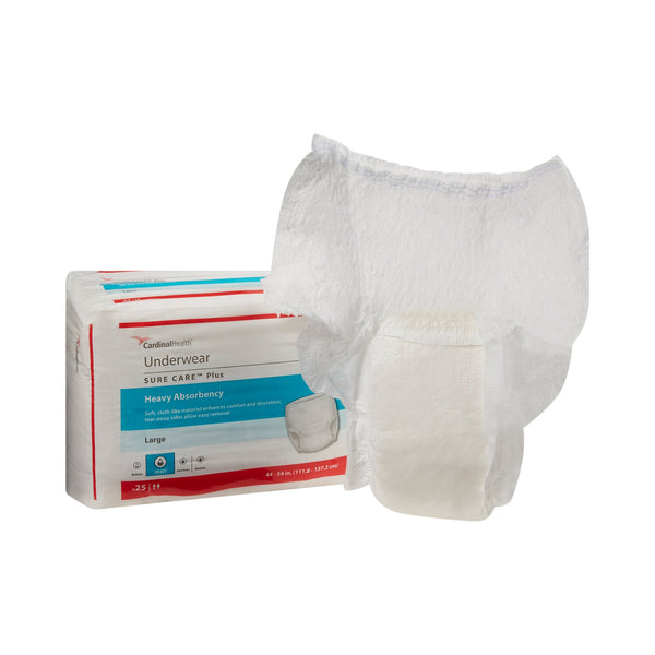 Sure Care™ Plus Unisex Adult Absorbent Underwear Pull On with Tear Away Seams Large Disposable Heavy Absorbency (823429_CS) 100/CS