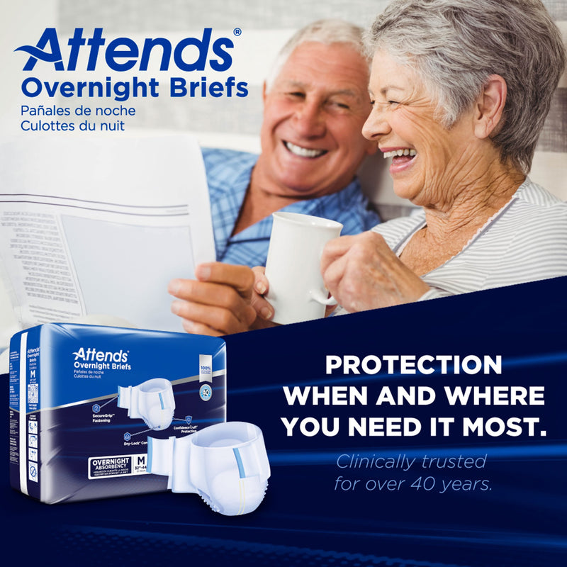 Attends® Overnight Unisex Adult Incontinence Brief Medium Disposable Heavy Absorbency (1078990_BG) 18/BG