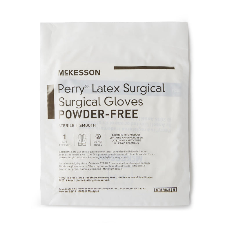 McKesson Perry® Surgical Glove Size 6.5 Sterile Latex Standard Cuff Length Smooth Cream Chemo Tested (1044705_PR) 1/PR