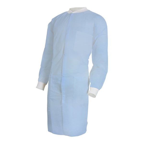 McKesson Lab Coat Blue Small / Medium Knee Length Spunbond Polypropylene Disposable (1207907_CS) 30/CS