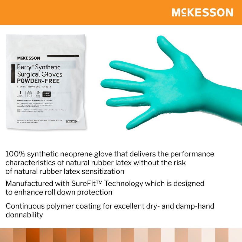 McKesson Perry® Performance Plus Surgical Glove Size 6 Sterile Polychloroprene Standard Cuff Length Smooth Dark Green Chemo Tested (1044736_BX) 50/BX