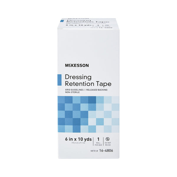 McKesson Water Resistant Dressing Retention Tape with Liner White 6 Inch X 10 Yard Nonwoven / Printed Release Paper NonSterile (1087973_CS) 12/CS