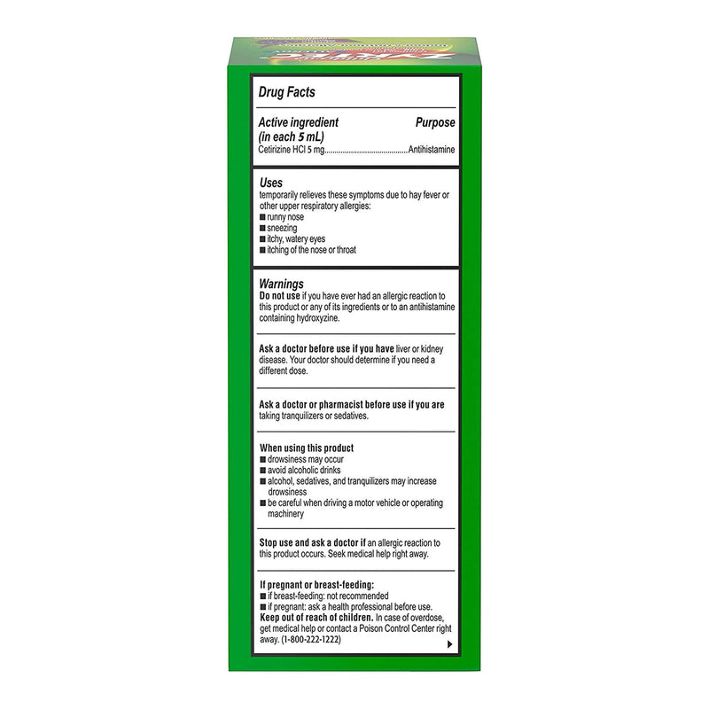 Zyrtec® Children's Allergy Relief 1 mg / 1 mL Strength Solution 4 oz. (1228838_EA) 1/EA