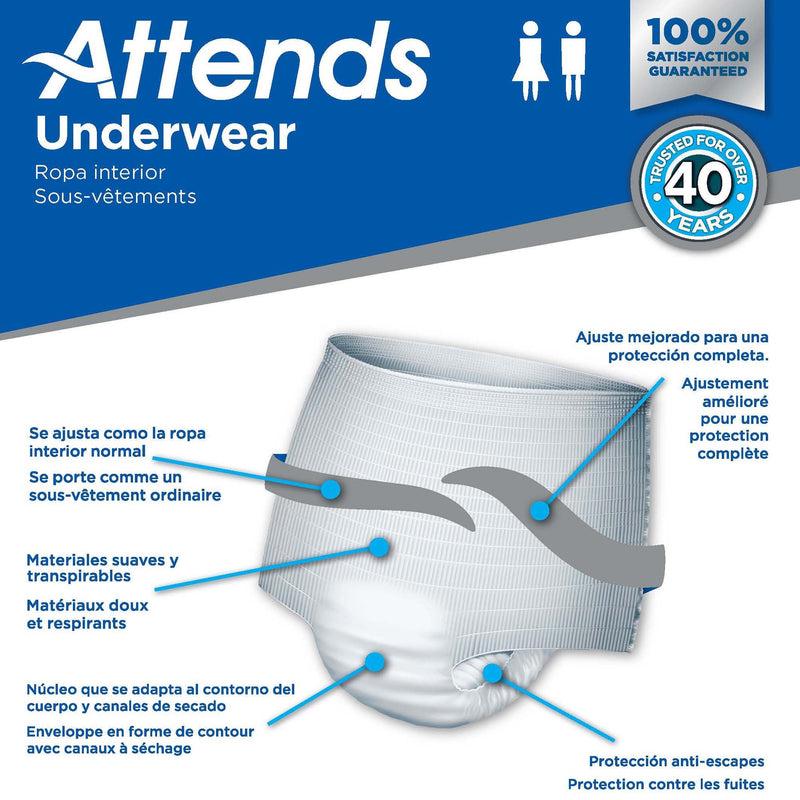 Attends® Care Unisex Adult Absorbent Underwear Pull On with Tear Away Seams X-Large Disposable Heavy Absorbency (771658_CS) 56/CS