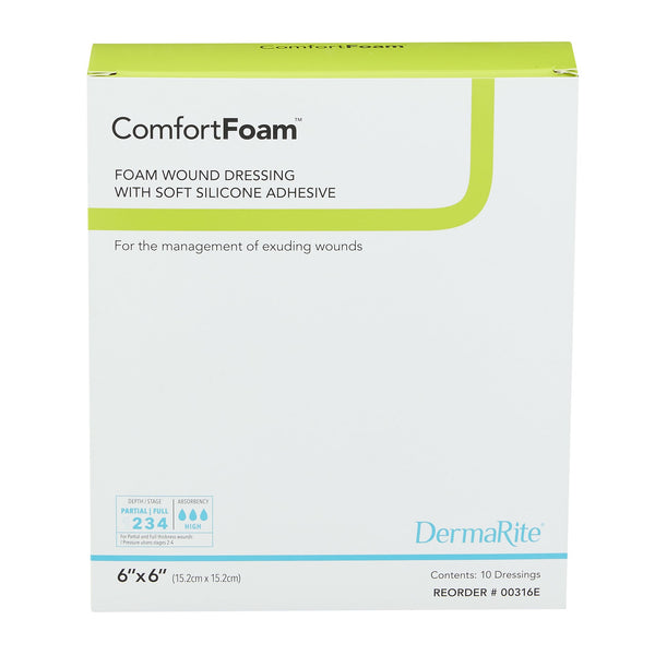 ComfortFoam™ Foam Dressing 6 X 6 Inch Without Border Film Backing Silicone Face Square Sterile (835614_EA) 1/EA