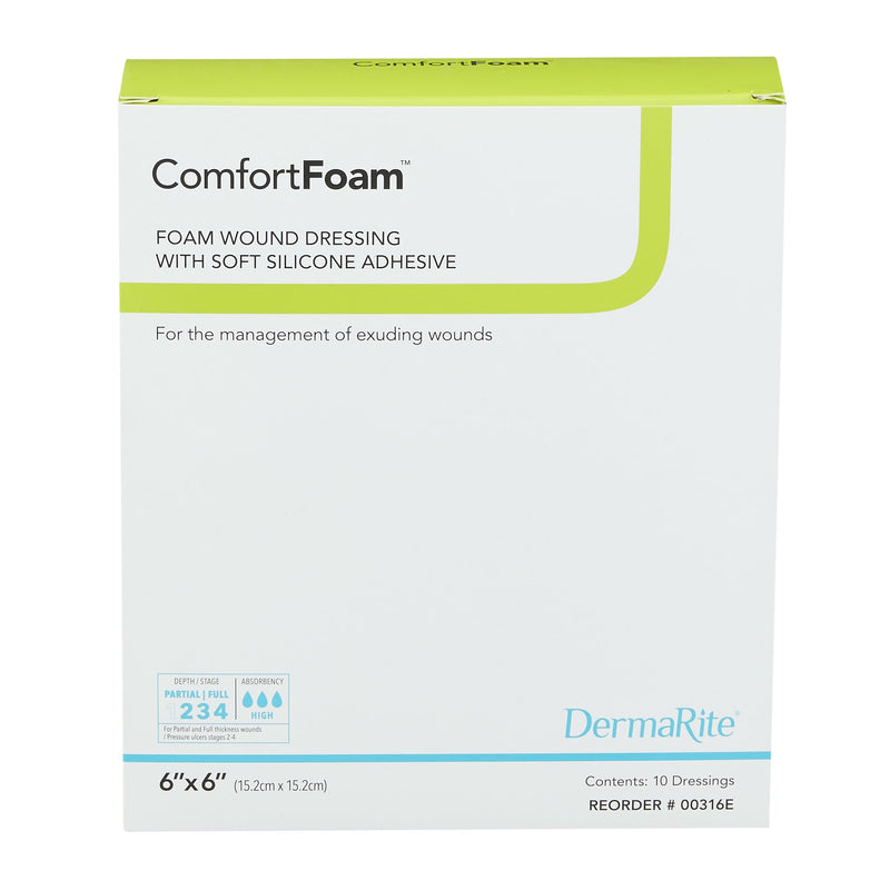 ComfortFoam™ Foam Dressing 6 X 6 Inch Without Border Film Backing Silicone Face Square Sterile (835614_EA) 1/EA