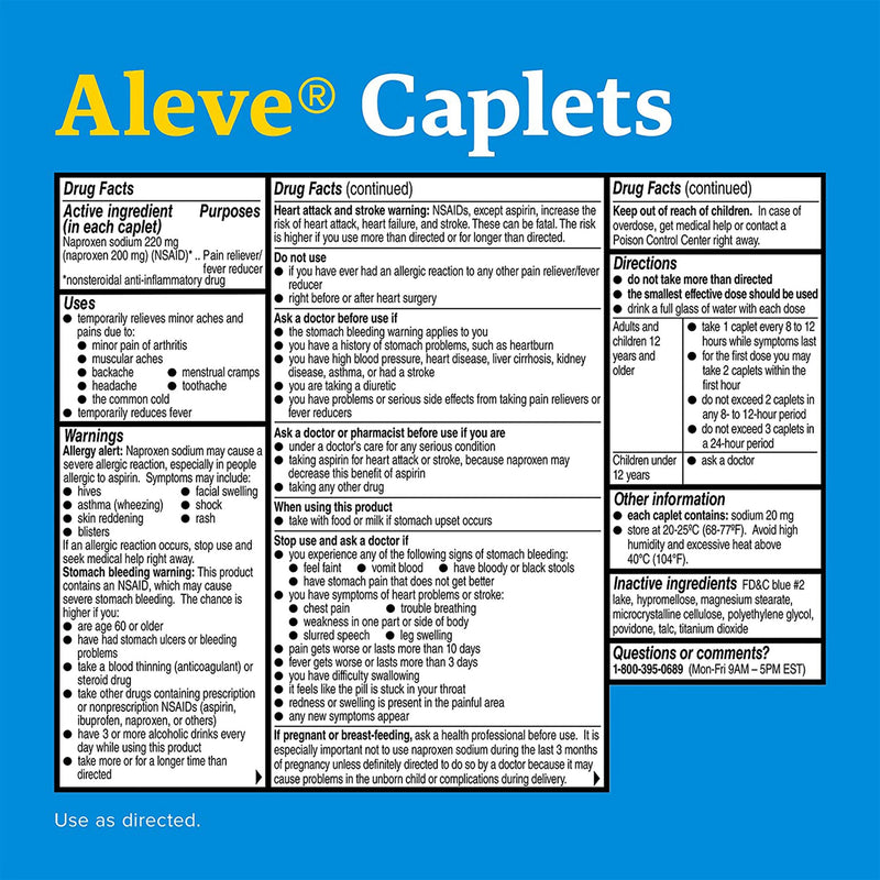 Aleve® Pain Relief 220 mg Strength Naproxen Sodium Caplet 24 per Bottle (1194961_BT) 1/BT