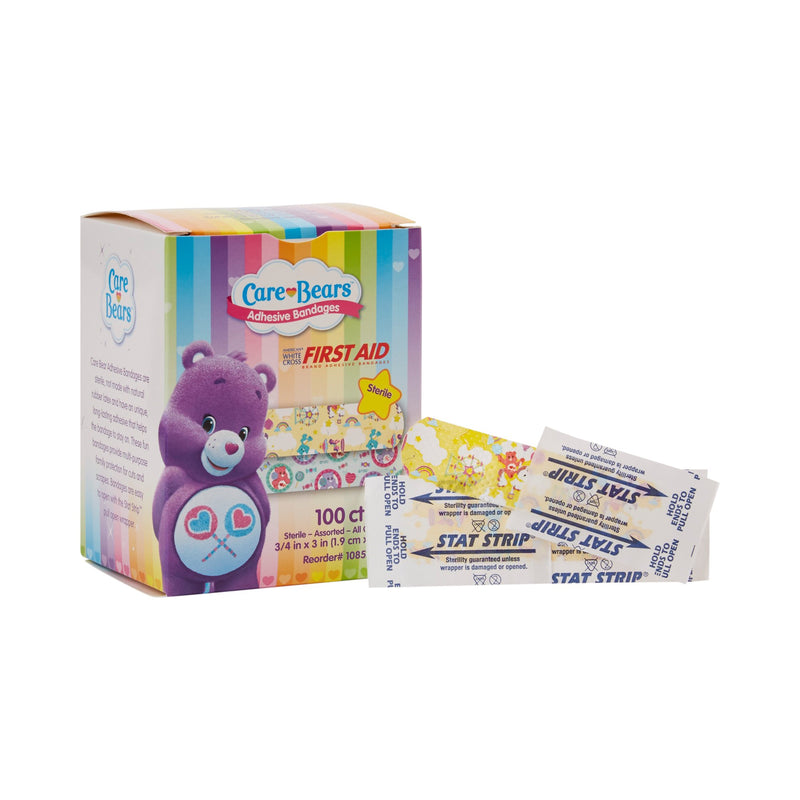 American® White Cross Stat Strip® Adhesive Strip 3/4 X 3 Inch Plastic Rectangle Kid Design (Care Bears) Sterile (980579_BX) 100/BX