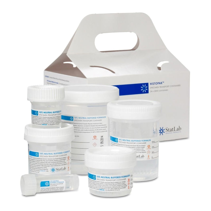 StatLab Medical Products Prefilled Formalin Container 3.5 mL Fill in 7 mL (0.24 oz.) Screw Cap Warning Label NonSterile (1042515_CS) 100/CS