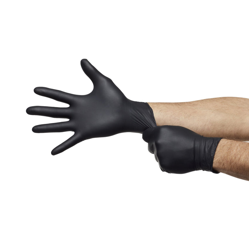 MICROFLEX® MidKnight™ Exam Glove Medium NonSterile Nitrile Standard Cuff Length Fully Textured Black Fentanyl Tested (688019_CS) 10/CS