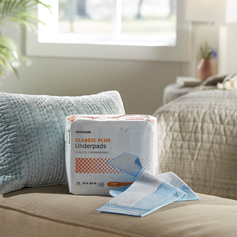 McKesson Classic Plus Disposable Underpad 23 X 24 Inch Fluff / Polymer Light Absorbency (730985_CS) 200/CS