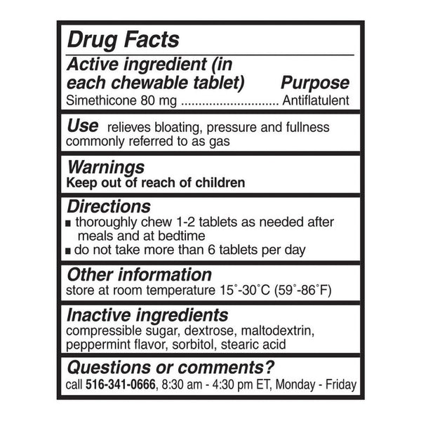 Reliable 1 Labs LLC Gas Relief 80 mg Strength Chewable Tablet 100 Tablets (1204275_BT) 1/BT
