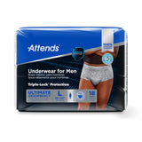 Attends® For Men Male Adult Absorbent Underwear Pull On with Tear Away Seams Large Disposable Heavy Absorbency (1039114_CS) 72/CS