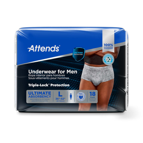 Attends® For Men Male Adult Absorbent Underwear Pull On with Tear Away Seams Large Disposable Heavy Absorbency (1039114_CS) 72/CS