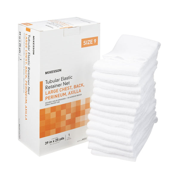 McKesson Elastic Net Retainer Dressing Tubular Elastic 39 Inch X 25 Yard (99.1 cm X 22.9 m) Size 9 White Large Chest / Back / Perineum / Axilla NonSterile (1113353_CS) 10/CS