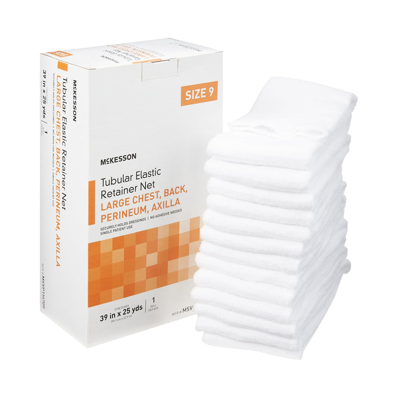 McKesson Elastic Net Retainer Dressing Tubular Elastic 39 Inch X 25 Yard (99.1 cm X 22.9 m) Size 9 White Large Chest / Back / Perineum / Axilla NonSterile (1113353_CS) 10/CS