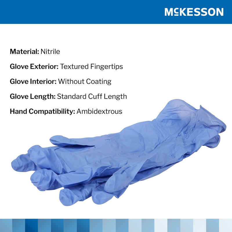 McKesson Confiderm® 3.5C Exam Glove Small NonSterile Nitrile Standard Cuff Length Textured Fingertips Blue Chemo Tested (765874_BX) 200/BX