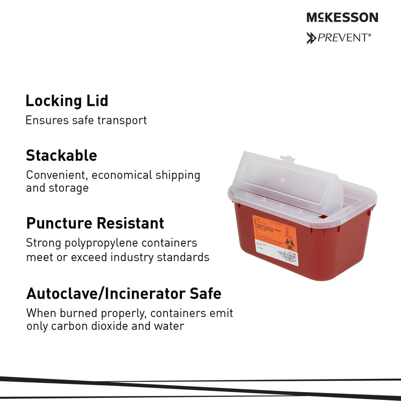 McKesson Sharps Container Red Base 5 H X 10 W X 7 D Inch Horizontal Entry 1 Gallon (586905_CS) 24/CS