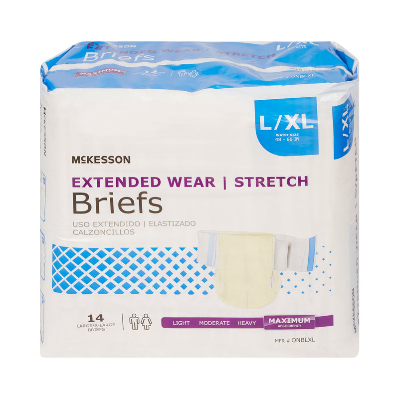 McKesson Extended Wear Unisex Adult Incontinence Brief Large / X-Large Disposable Heavy Absorbency (980311_CS) 56/CS