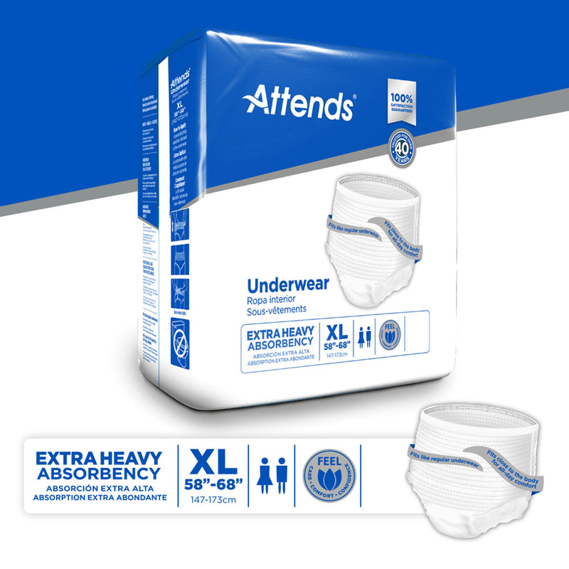 Attends® Care Unisex Adult Absorbent Underwear Pull On with Tear Away Seams X-Large Disposable Heavy Absorbency (1028713_BG) 25/BG