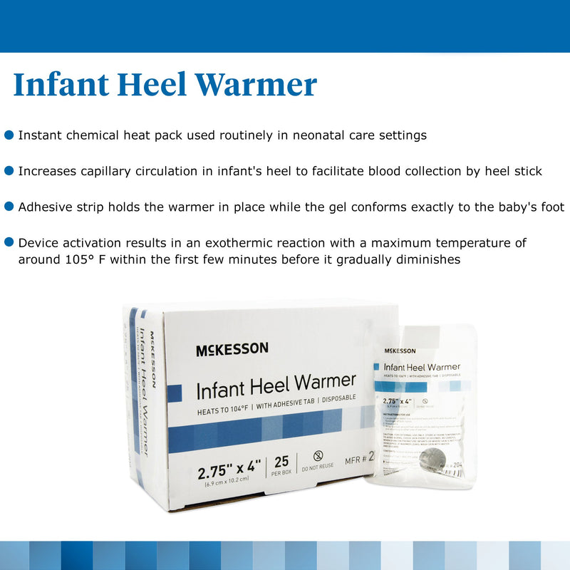McKesson Instant Infant Heel Warmer Heel One Size Fits Most Sodium Acetate / Water Disposable (911633_CS) 100/CS