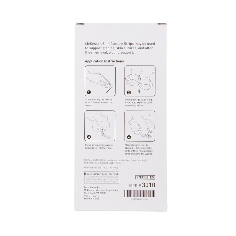 McKesson Skin Closure Strip 1/2 X 4 Inch Nonwoven Material Reinforced Strip White (876309_PK) 1/PK