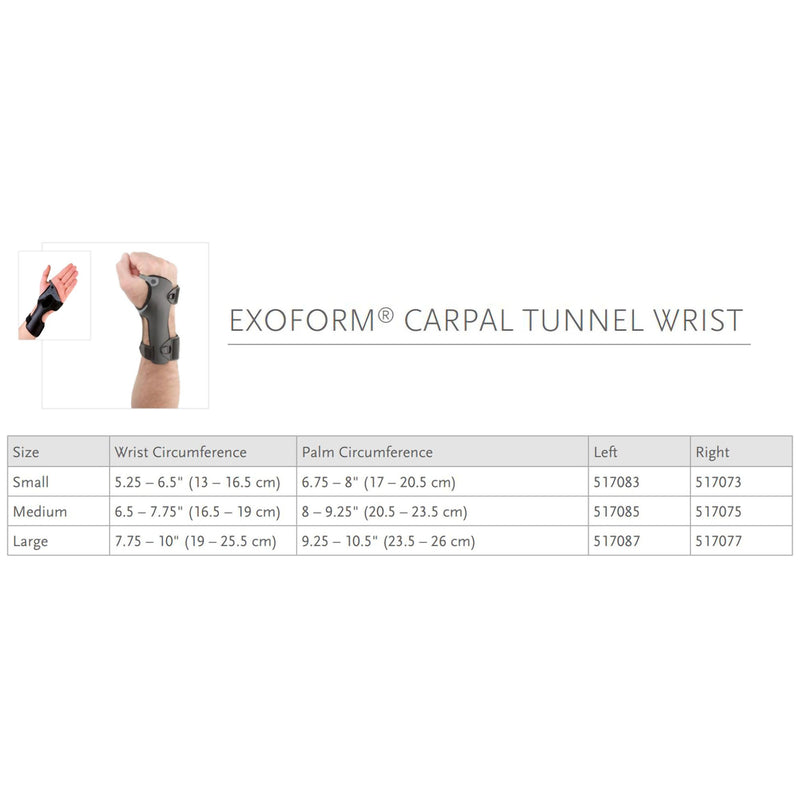 Ossur® Exoform® Carpal Tunnel Wrist Splint Low Profile Plastic / Nylon Right Hand Black / Blue / Gray Large (460850_EA) 1/EA