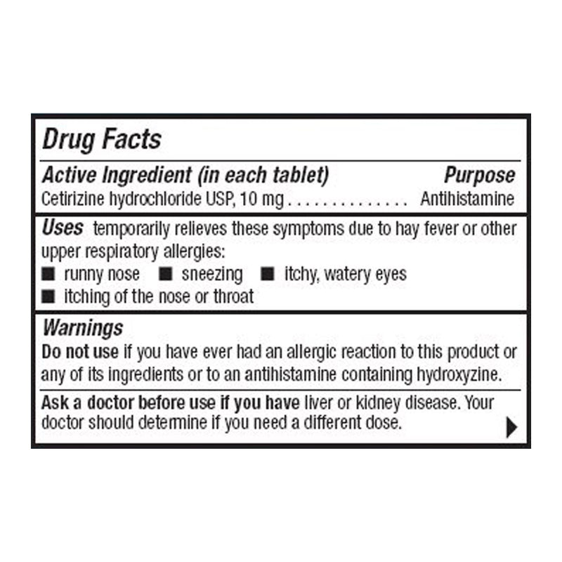 Mylan Allergy Relief 10 mg Strength Tablet 100 per Bottle (707130_BT) 1/BT