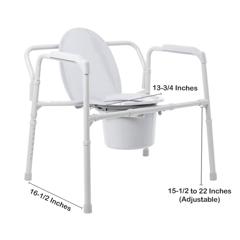 McKesson 3-in-1 Commode Chair Fixed Arms Steel Frame Back Bar 13-3/4 Inch Seat Width 650 lbs. Weight Capacity (1065225_EA) 1/EA