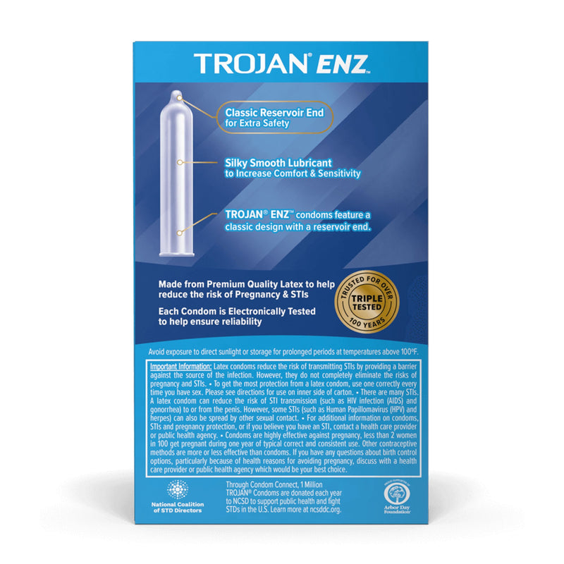 Trojan-Enz Condom Lubricated 3 per Box (892765_BX) 3/BX GoodEarth Products Trojan-Enz Condom Lubricated 3 per Box (892765_BX) 3/BX GoodEarth Products
