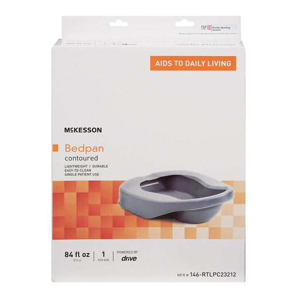 McKesson Contoured Bedpan Gray 84 oz. / 2484 mL (1103357_EA) 1/EA