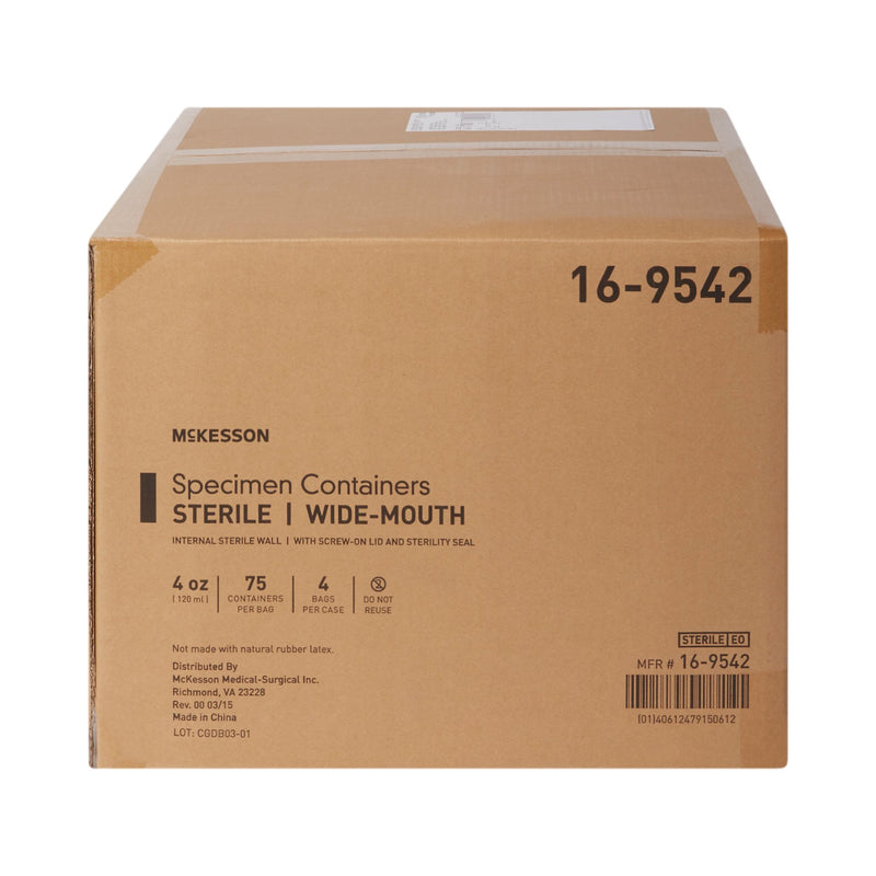 McKesson Specimen Container for Pneumatic Tube Systems 120 mL (4 oz.) Screw Cap Sterile (503927_EA) 1/EA