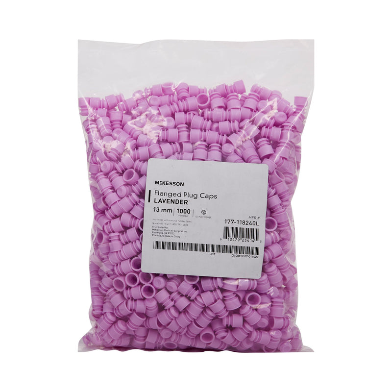 McKesson Tube Closure Polyethylene Flanged Plug Cap Lavender 13 mm For Use with 13 mm Blood Drawing Tubes, Glass Test Tubes, Plastic Culture Tubes NonSterile (1175281_BG) 1000/BG