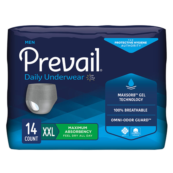 Prevail® Daily Underwear Male Adult Absorbent Underwear Pull On with Tear Away Seams 2X-Large Disposable Heavy Absorbency (1131098_CS) 56/CS