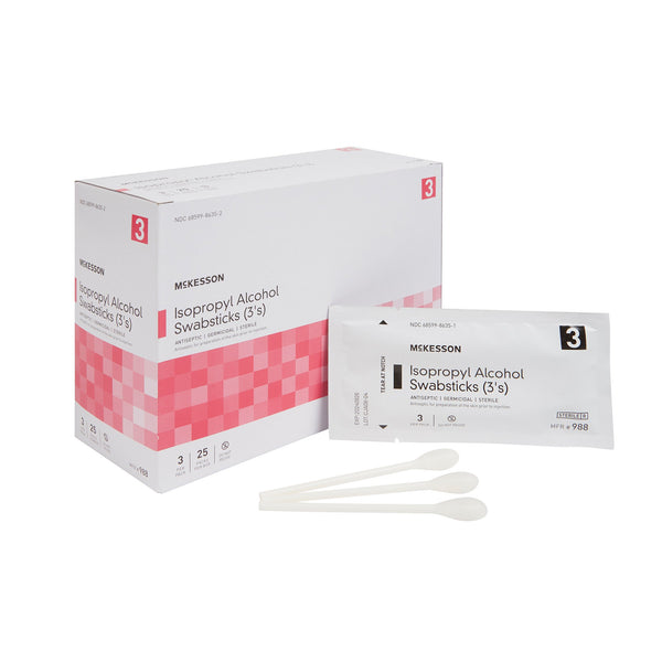 McKesson Impregnated Swabstick 70% Strength Isopropyl Alcohol Individual Packet Sterile (854754_CS) 250/CS