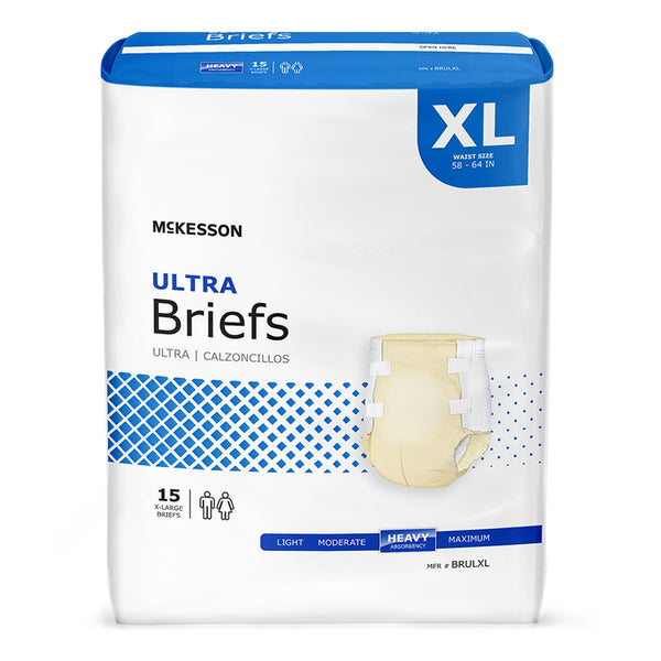 McKesson Ultra Unisex Adult Incontinence Brief X-Large Disposable Heavy Absorbency (800833_CS) 4/CS
